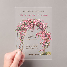 Romantische bloemen sprookjesachtige krans bruilof acryl uitnodigingen
