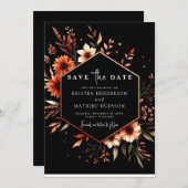 Romantische bloemen Terracotta bruiloft Save The Date (Voorkant / Achterkant)