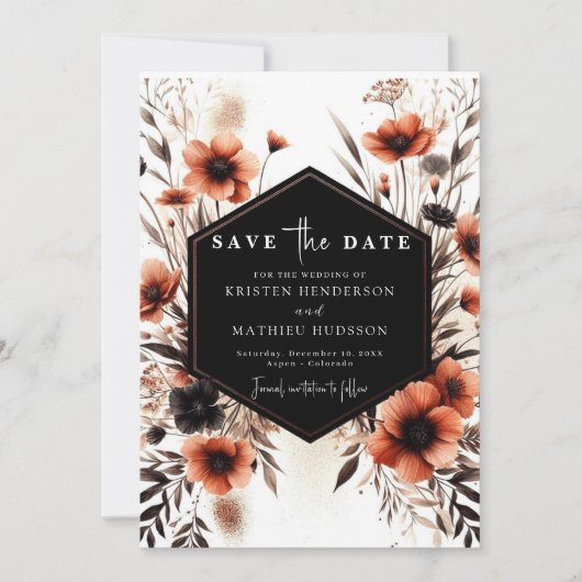 Romantische bloemen Terracotta bruiloft Save The Date (Voorkant)