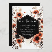 Romantische bloemen Terracotta bruiloft Save The Date (Voorkant / Achterkant)