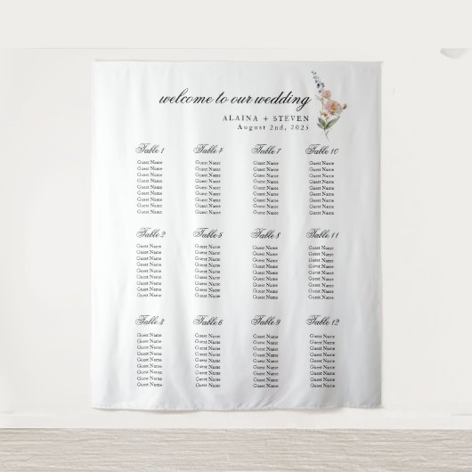 Romantische Bloemen Trouwen Tapestry Decor Wandkleed (Voorkant)