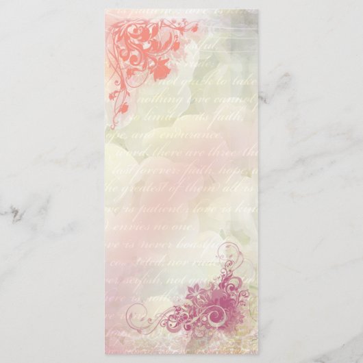 Romantische Bloemen Trouwmenu Sjabloon Menu (Achterkant)