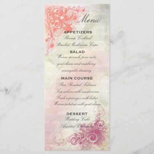 Romantische Bloemen Trouwmenu Sjabloon Menu (Voorkant)