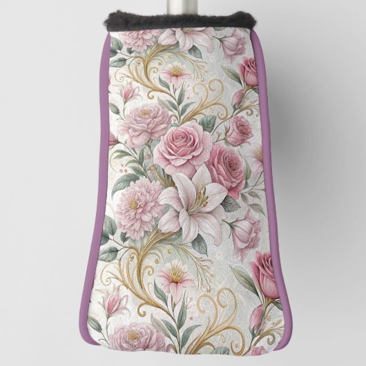 Romantische Bloemen Trouwpatronen Golfheadcover (Draai 90)