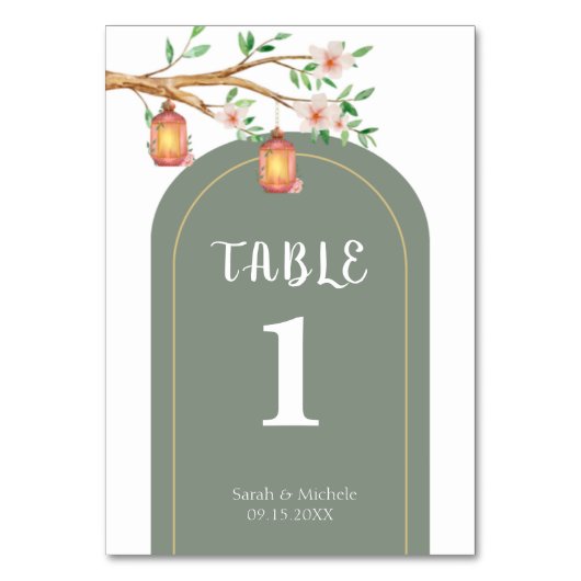 Romantische Bloemen Trouwtafel Nummer Kaart (Achterkant)