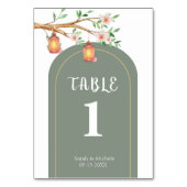 Romantische Bloemen Trouwtafel Nummer Kaart (Voorkant)