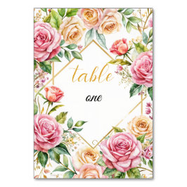 Romantische Bloemen Trouwtafel Nummer Kaart