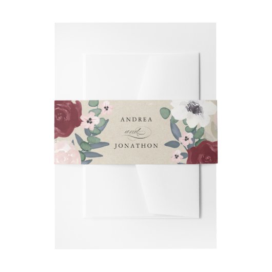 Romantische Bloemen Uitnodiging Belly Band Uitnodigingen Wikkel (Voorkant Voorbeeld)