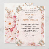 Romantische Bloemen Uitnodiging voor het Huwelijk  (Voorkant / Achterkant)