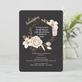 Romantische bloemen uitnodiging voor jubileumfeest (Staand voorkant)