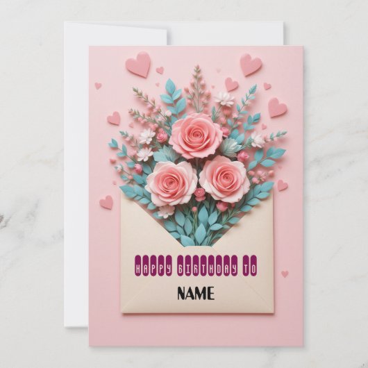 Romantische Bloemen Verjaardag Kaart (Voorkant)