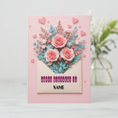 Romantische Bloemen Verjaardag Kaart (Staand voorkant)