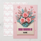 Romantische Bloemen Verjaardag Kaart (Voorkant / Achterkant)