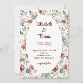 Romantische bloemen vintage bruiloft uitnodiging (Voorkant)