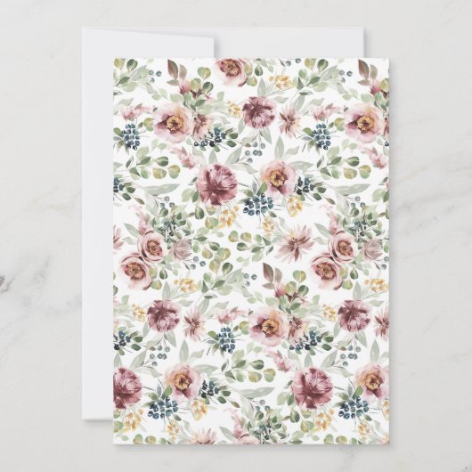 Romantische bloemen vintage bruiloft uitnodiging (Achterkant)