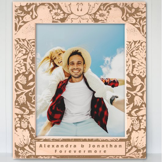 Romantische Bloemen Vogelpatroon Pas getrouwd brui Gegraveerde Lijstjes