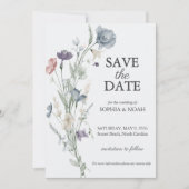 Romantische Bloemen Water Kleur Save the Date Kaar Kaart (Voorkant)
