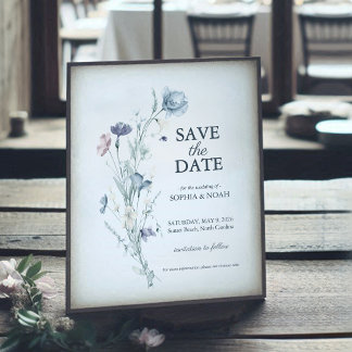Romantische Bloemen Water Kleur Save the Date Kaar Kaart
