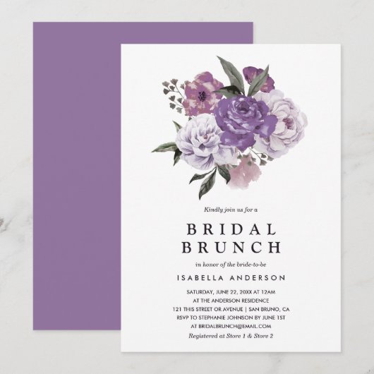 Romantische Bloemen Waterverf Lente Bruids Brunch Kaart (Voorkant / Achterkant)