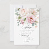 Romantische bloemen waterverf rozen bruiloft bedankkaart (Voorkant)