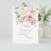 Romantische bloemen waterverf rozen bruiloft bedankkaart (Staand voorkant)