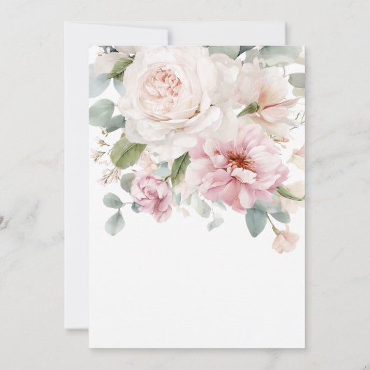 Romantische bloemen waterverf rozen bruiloft kaart (Achterkant)