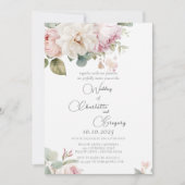 Romantische bloemen waterverf rozen bruiloft kaart (Voorkant)