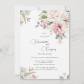 Romantische bloemen waterverf rozen bruiloft kaart (Voorkant)