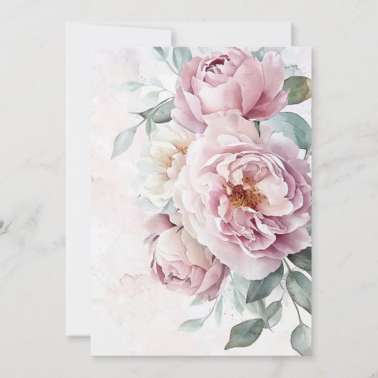 Romantische bloemen waterverf rozen bruiloft kaart (Achterkant)