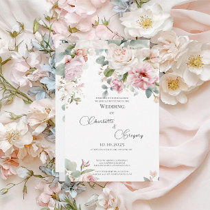 Romantische bloemen waterverf rozen bruiloft kaart