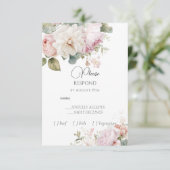Romantische bloemen waterverf rozen bruiloft RSVP kaartje (Staand voorkant)