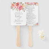 Romantische Bloemen Waterverf Trouwprogramma Handwaaier (Voorkant en achterkant)