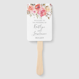 Romantische Bloemen Waterverf Trouwprogramma Handwaaier