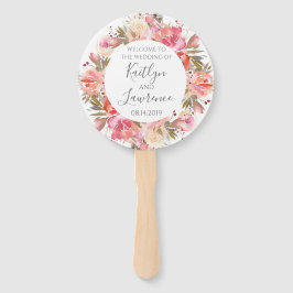 Romantische Bloemen Waterverf Trouwprogramma Handwaaier