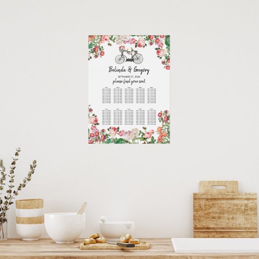Romantische  bloemen Weddenschappenkaart Poster (Keuken)