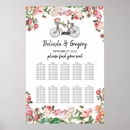 Romantische  bloemen Weddenschappenkaart Poster
