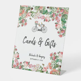 Romantische  bloemen Weddenschapskaarten Reclamebord Met Voetstuk