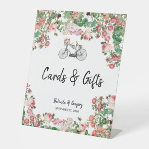 Romantische  bloemen Weddenschapskaarten Reclamebord Met Voetstuk