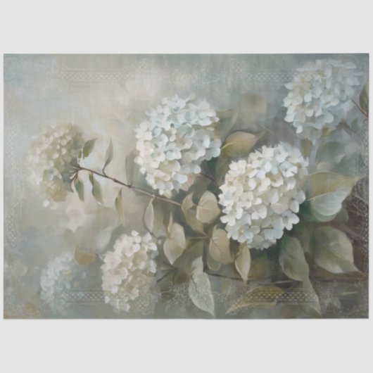 Romantische Bloemen Witte Hydrangea  Decoupage Tissuepapier (Voorkant)