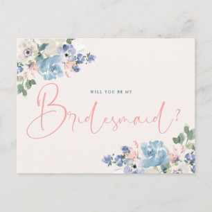 Romantische bloemen zal je mijn bruidsmeisje kaart
