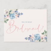 Romantische bloemen zal je mijn bruidsmeisje kaart (Voorkant)