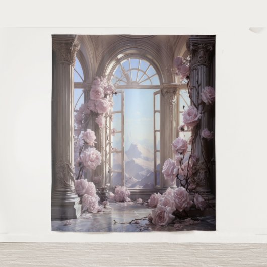 Romantische bloemenboog opknoping wandkleed (Voorkant)