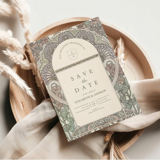 Romantische Bloemenboog Save the Date bruiloft