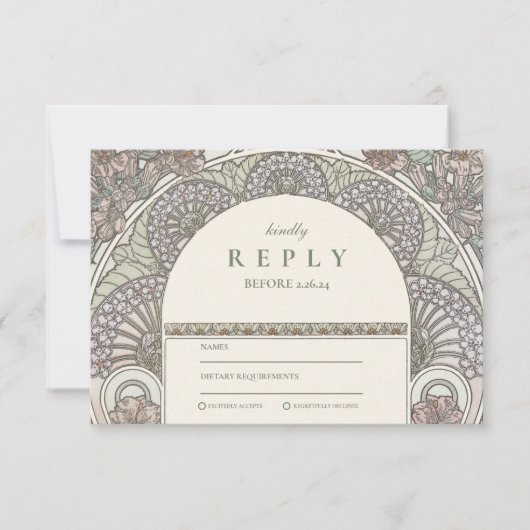 Romantische Bloemenboog Save the Date bruiloft RSVP Kaartje (Voorkant)