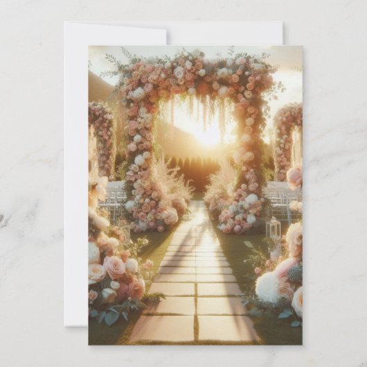 Romantische Bloemenboog Uitnodiging bruiloft Achte (Achterkant)