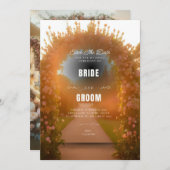 Romantische Bloemenboog Uitnodiging bruiloft Achte (Voorkant / Achterkant)