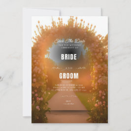 Romantische Bloemenboog Uitnodiging bruiloft Achte