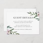 Romantische Bloemenbruiloft Gast Details Informatiekaartje (Voorkant / Achterkant)