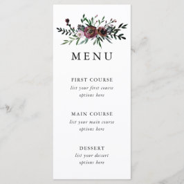 Romantische Bloemenbruiloft Menu Kaart