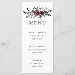 Romantische Bloemenbruiloft Menu Kaart